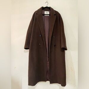 Babaton Wool Elegant Brown Long Coat